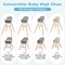 Costway 3 in 1 Convertible Wooden High Chair Toddler Feeding Chair with Cushion Grey/Beige/Yellow/Pink/Dark Grey/Black